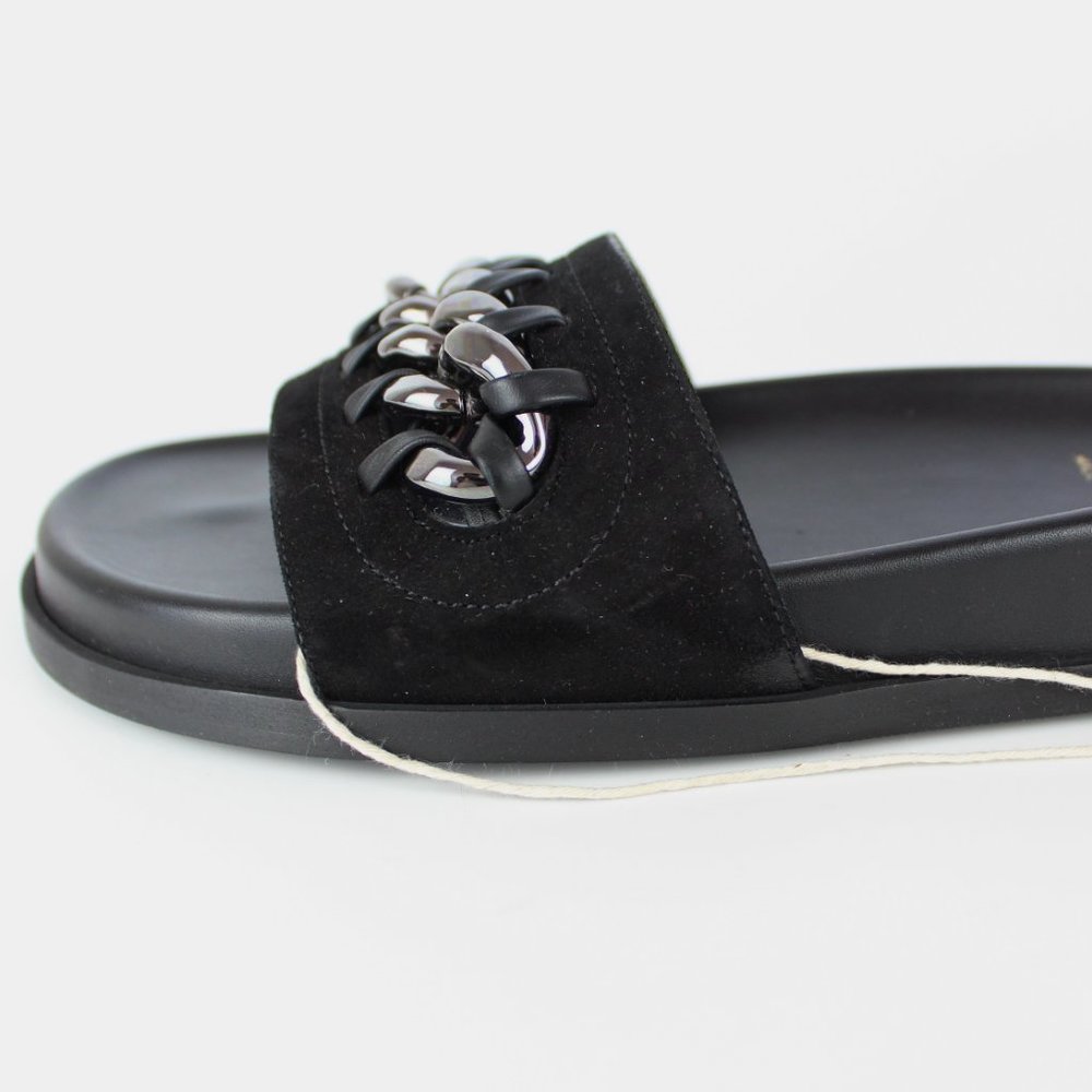 NEW VALENTINO GARAVANI Chain Slide Sandal, Black, EU 38.5 - Picture 12 of 16